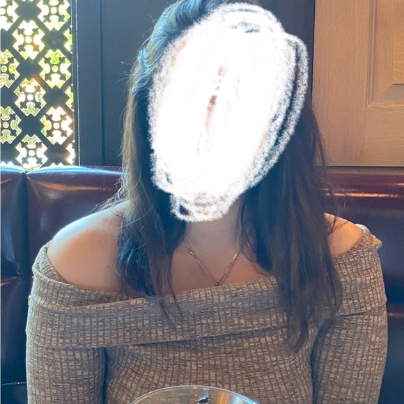 Tan Off-the-Shoulder Bardot Sweater with Ribbed Texture Beige - Picture 7 of 7